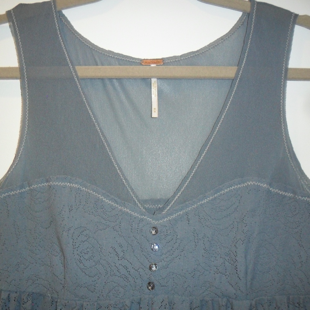 Free People Gray Lace and Mesh Dress Size Medium - Picture 2 of 6
